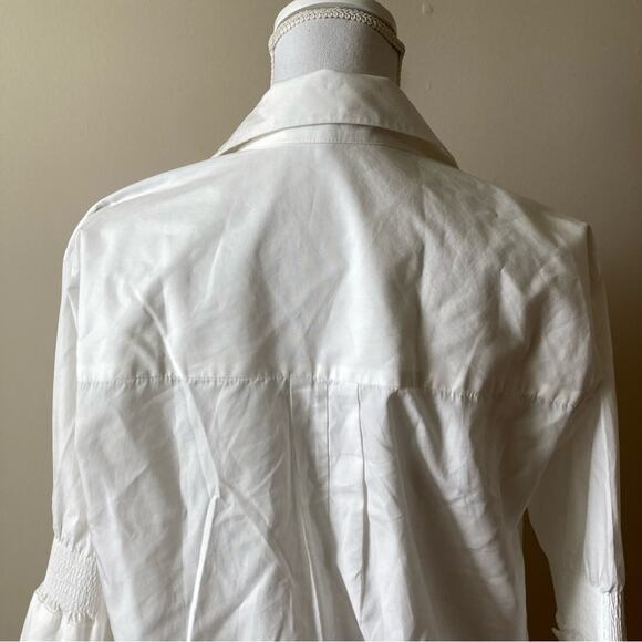 Shirt Dress Halston Heritage Smock Sleeve Overlay White Women's Size Small - Picture 6 of 14